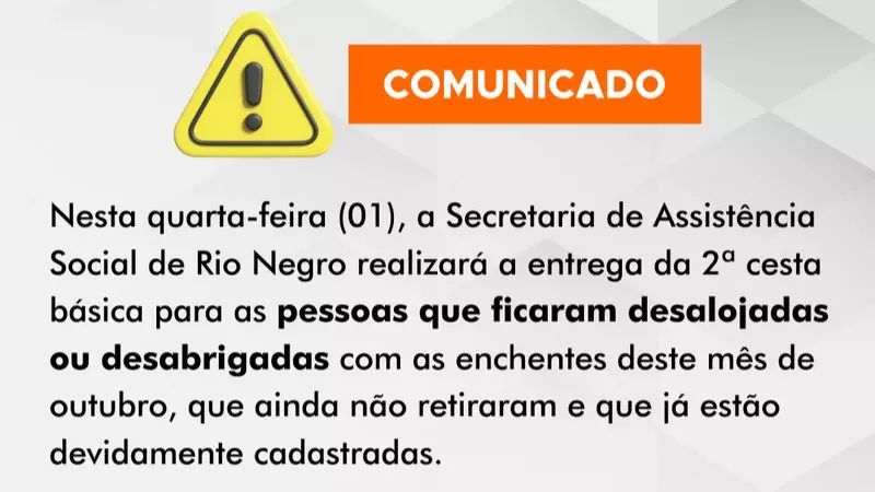 Entrega de cestas básicas em Rio Negro